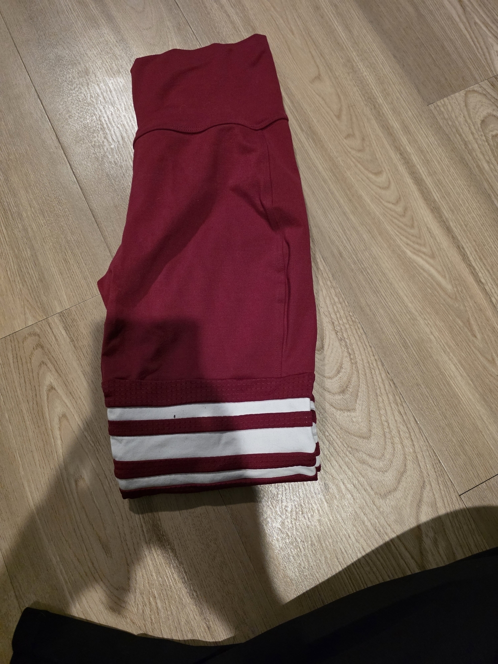 Bombshell Sportswear Burgundy Kids Leggings with White Striped Cuffs